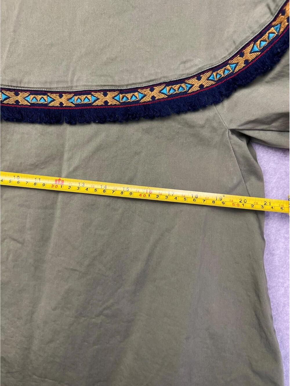 Zara Aztec Embroidered Crop Bell Sleeve Jacket Womens M Boho Green Indie Hippie - Picture 4 of 9